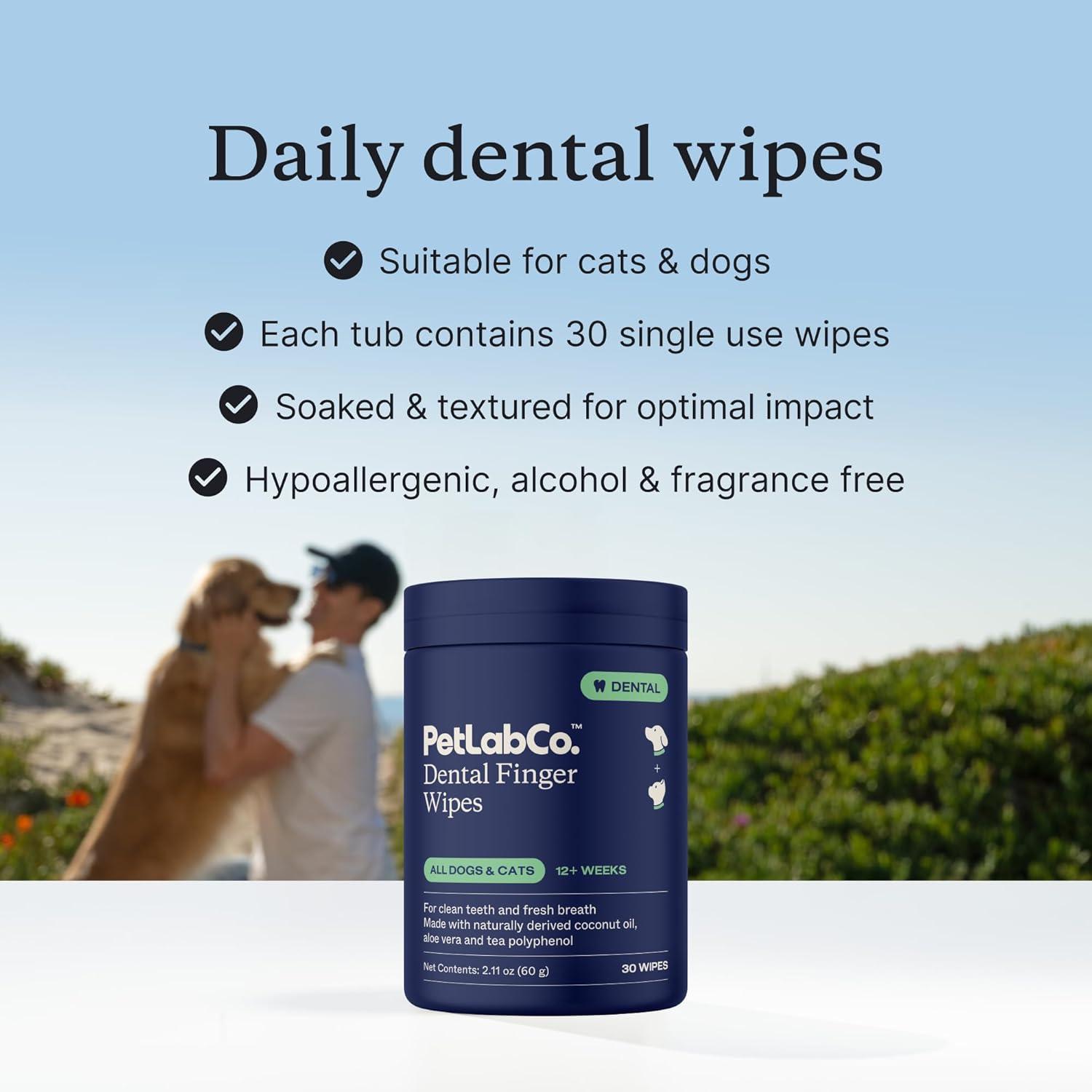 imagePetLab Co Dental Finger Wipes Easy to Use Dog amp Cat Teeth Cleaner Freshens Breath amp Provides A Thorough Clean Supports Overall Oral Hygiene Alcohol amp Fragrance Free Packaging May Vary