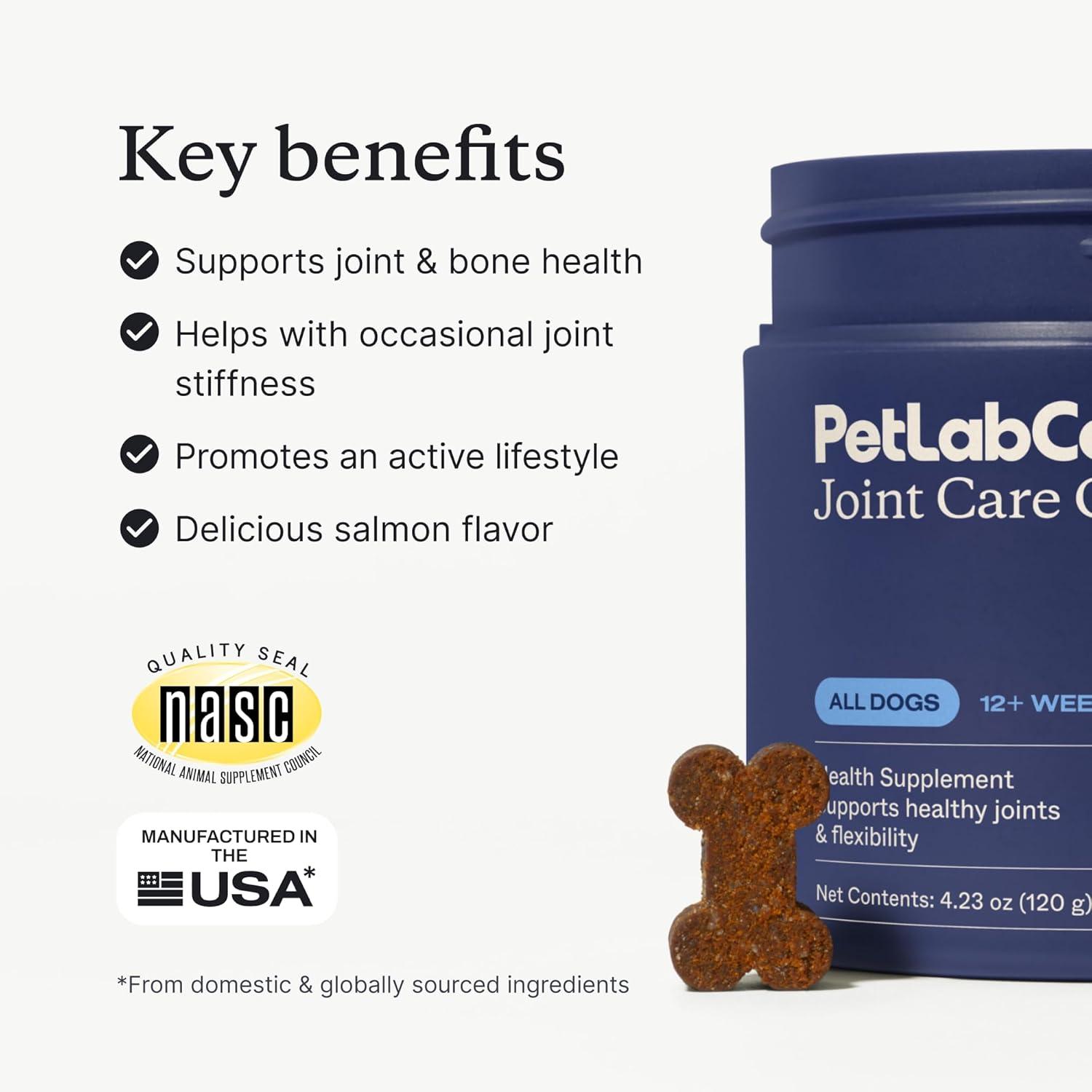 imagePetLab Co Joint Care Chews High Levels of Glucosamine for Dogs Green Lipped Mussels and Omega 3 Dog Hip and Joint Supplement to Actively Support Mobility Packaging May Vary Salmon