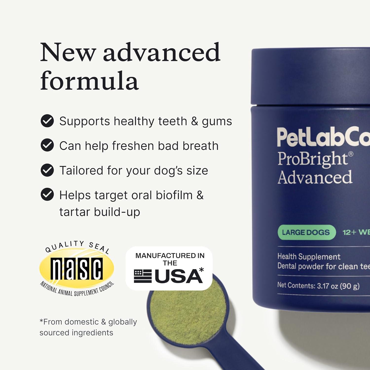 imagePetLab Co ProBright Advanced Dental Powder Dog Breath Freshener Teeth Cleaning Made Easy Targets Tartar amp Bad Breath Packaging May Vary Formulated for Small DogsLarge Dogs