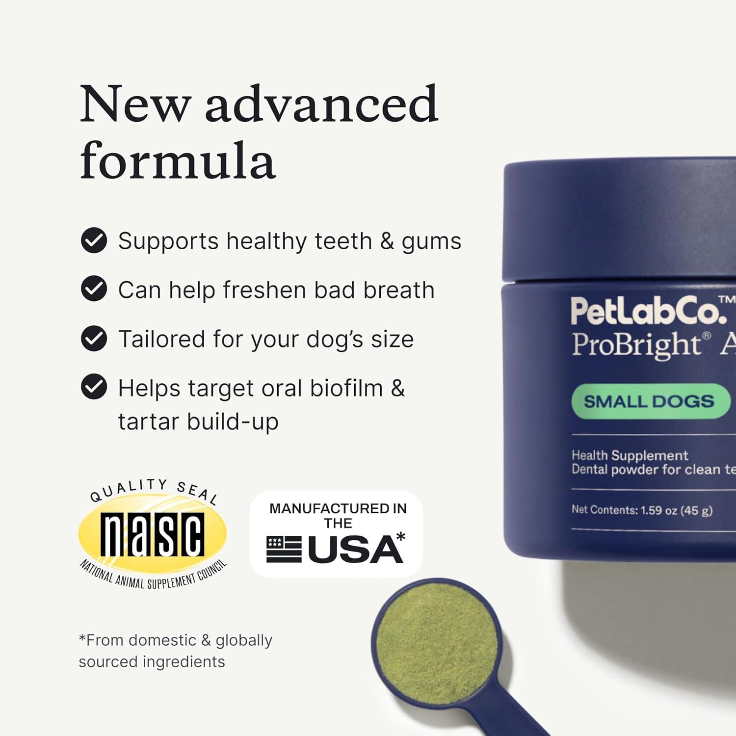 imagePetLab Co ProBright Advanced Dental Powder Dog Breath Freshener Teeth Cleaning Made Easy Targets Tartar amp Bad Breath Packaging May Vary Formulated for Small DogsSmall Dogs