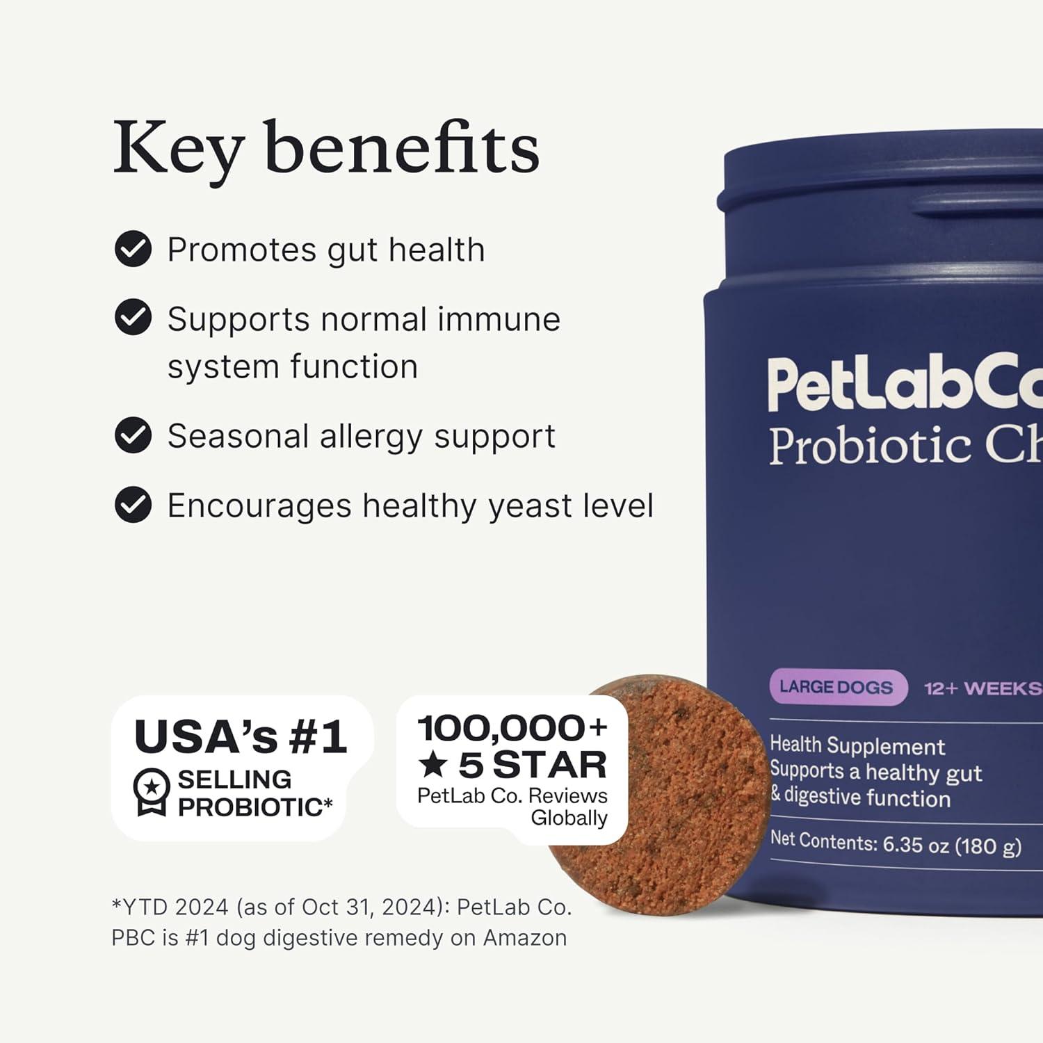 imagePetLab Co Probiotics for Dogs Support Gut Health Occasional Diarrhea Digestive Health Paw Licking amp Seasonal Allergies Pork Flavor 30 Soft Chews Formulated for Small DogsDogs