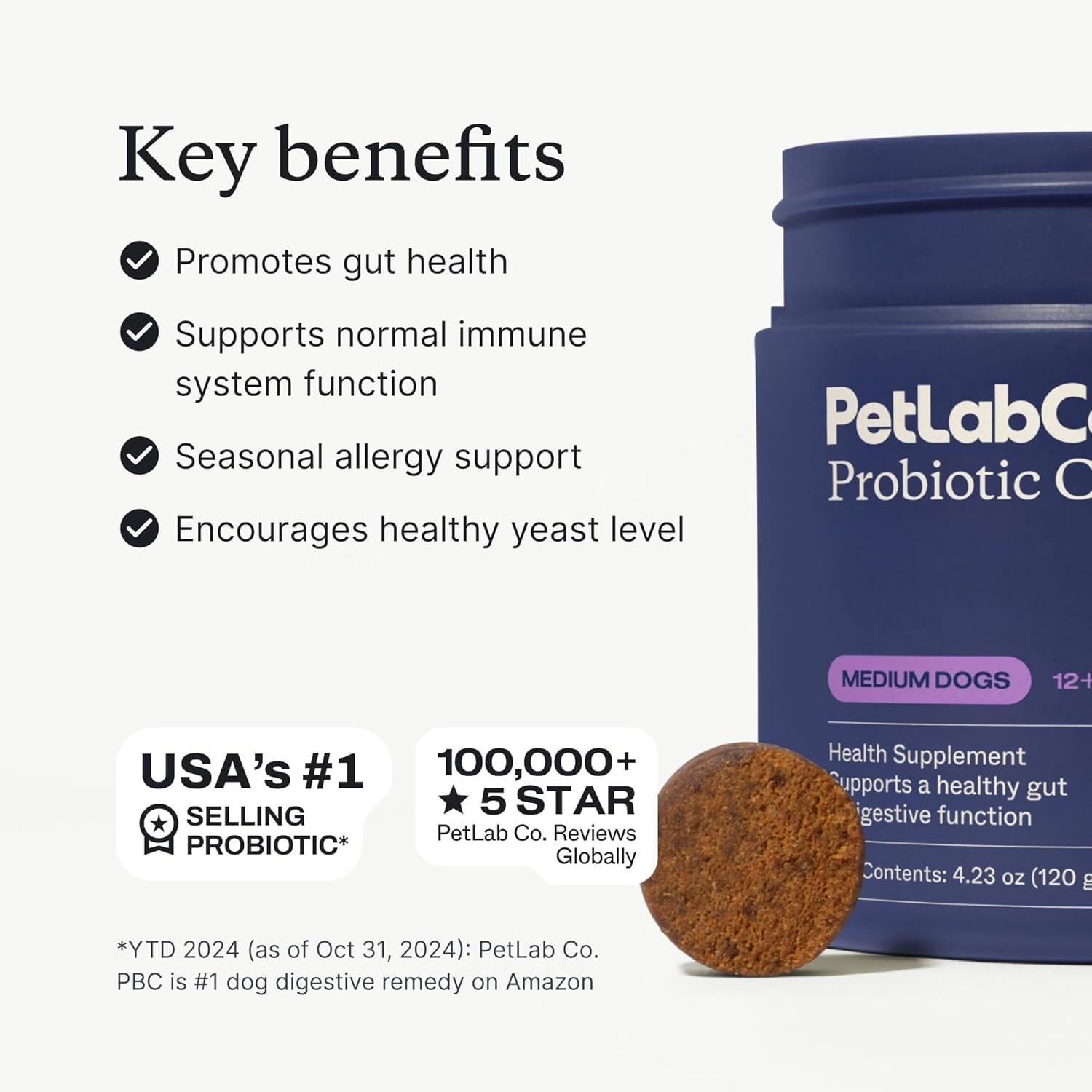 imagePetLab Co Probiotics for Dogs Support Gut Health Occasional Diarrhea Digestive Health Paw Licking amp Seasonal Allergies Pork Flavor 30 Soft Chews Formulated for Small DogsDogs