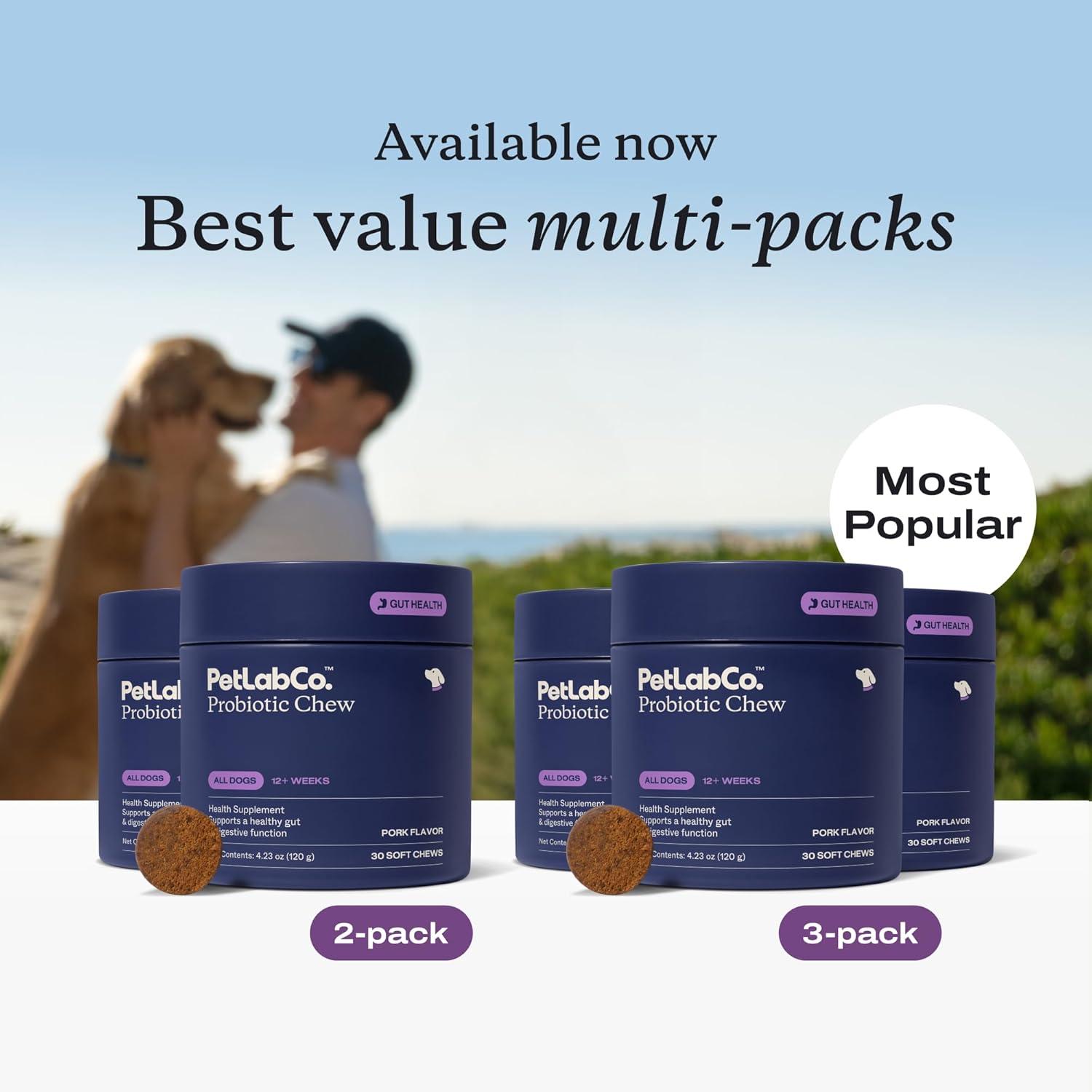 imagePetLab Co Probiotics for Dogs Support Gut Health Occasional Diarrhea Digestive Health amp Seasonal Allergies Pork Flavor 30 Soft Chews Packaging May VaryPork