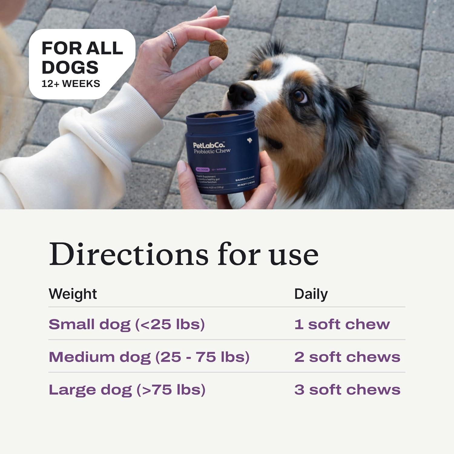 imagePetLab Co Probiotics for Dogs Support Gut Health Occasional Diarrhea Digestive Health amp Seasonal Allergies Pork Flavor 30 Soft Chews Packaging May VaryPork