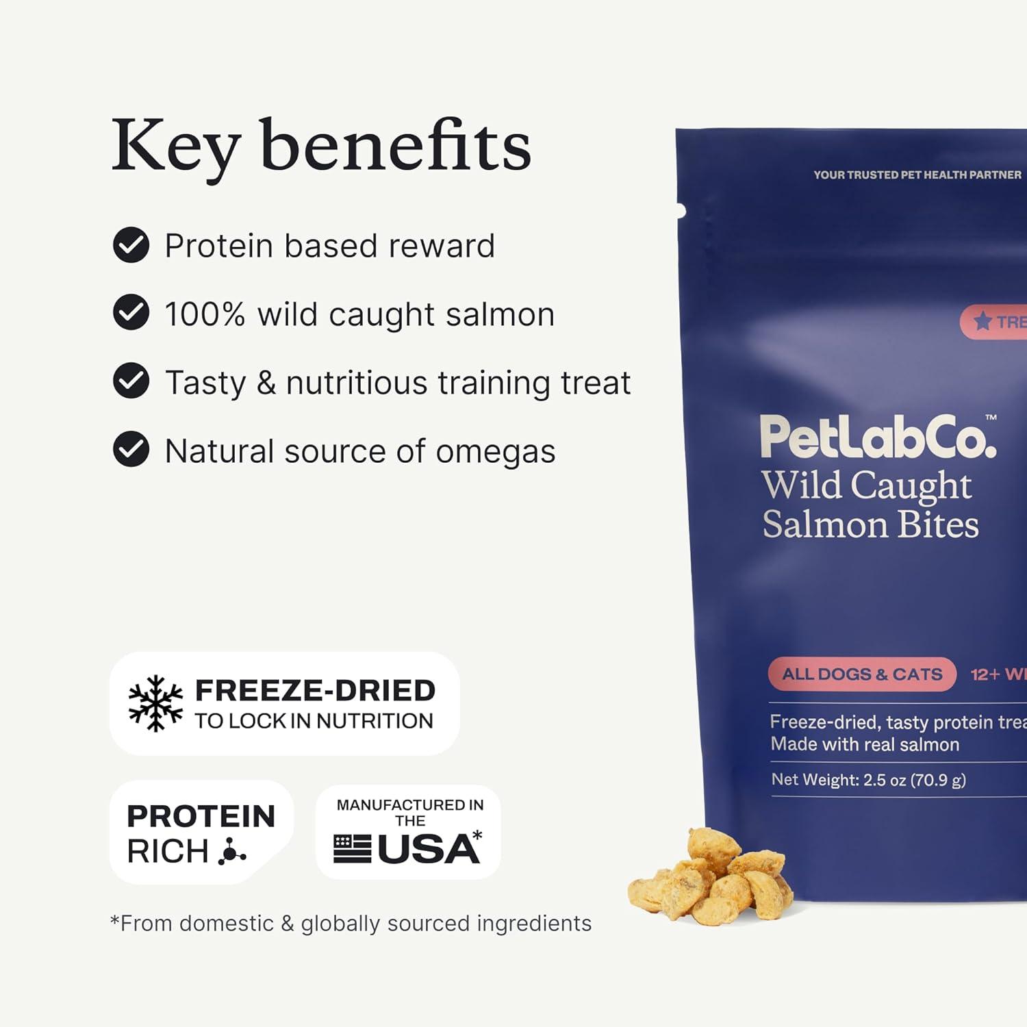imagePetlab Co Wild Caught Salmon FreezeDried Dog Treats Support Overall Skin Health with Healthy Dog Treats Packed with Beneficial Fatty Acids Vitamins amp Minerals Packaging May VaryWild Caught Salmon