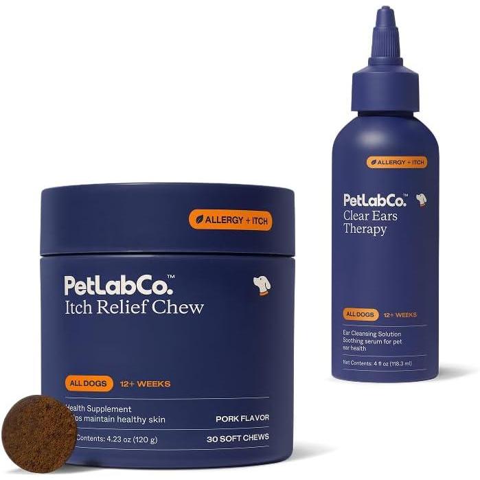 imagePetLab Co Ear amp Coat Support Bundle Support Ear Health amp Hygiene with Our Dog Ear Cleaner 4 Ounces amp Itch Relief Chews Designed to Support Optimum Skin Condition amp Maintain Skin Health 30 Count