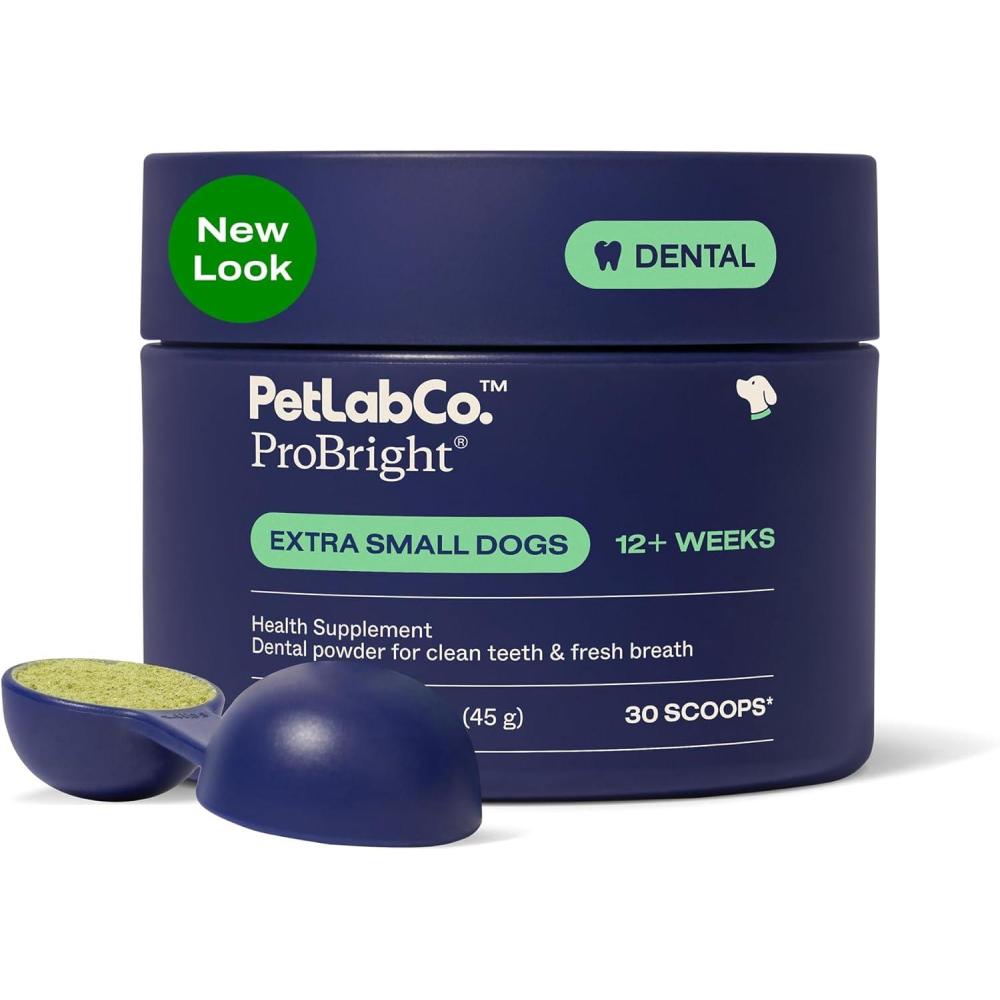 imagePetLab Co ProBright Dental Powder Dog Breath Freshener Teeth Cleaning Made Easy Targets Tartar amp Bad Breath Formulated for Small Dogs Packaging May VaryExtra Small Dogs