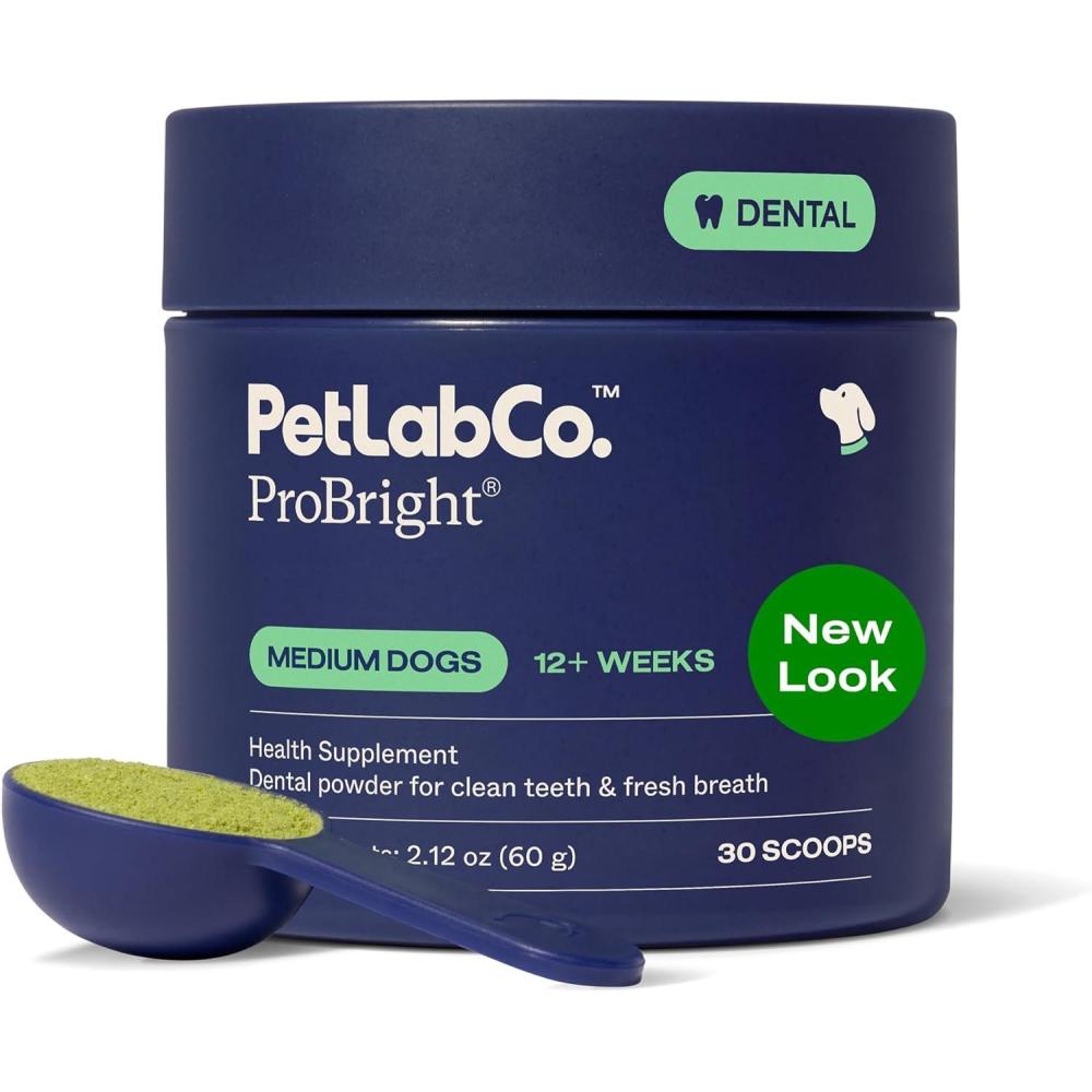 imagePetLab Co ProBright Dental Powder Dog Breath Freshener Teeth Cleaning Made Easy Targets Tartar amp Bad Breath Formulated for Small Dogs Packaging May VaryMedium Dogs