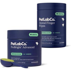 PetLab Co. – Tooth & Gum Support Bundle for Medium Dogs: Dental Wipes for Everyday Dental Health Support & Dental Powder for an Effortless Clean in 1 Scoop – Easy to use – Premium Quality Ingredients