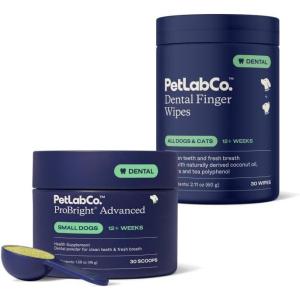 PetLab Co. – Tooth & Gum Support Bundle for Small Dogs: Dental Wipes for Everyday Dental Health Support & Dental Powder for an Effortless Clean in 1 Scoop – Easy to use – Premium Quality Ingredients