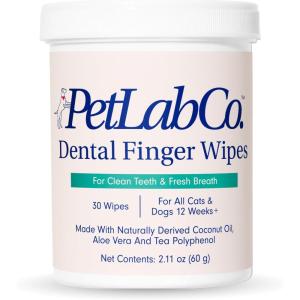 PetLab Co. Dental Finger Wipes – Easy to Use Dog & Cat Teeth Cleaner – Freshens Breath & Provides A Thorough Clean – Supports Overall Oral Hygiene – Alcohol & Fragrance Free – Packaging May Vary