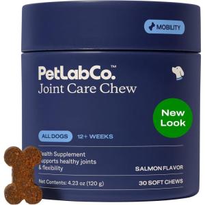 PetLab Co. Joint Care Chews – High Levels of Glucosamine for Dogs, Green Lipped Mussels, and Omega 3 – Dog Hip and Joint Supplement to Actively Support Mobility – Packaging May Vary – Salmon