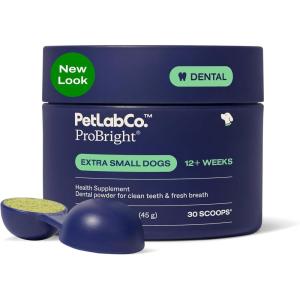 PetLab Co. ProBright Dental Powder – Dog Breath Freshener – Teeth Cleaning Made Easy – Targets Tartar & Bad Breath – Formulated for Small Dogs – Packaging May Vary(Extra Small Dogs)