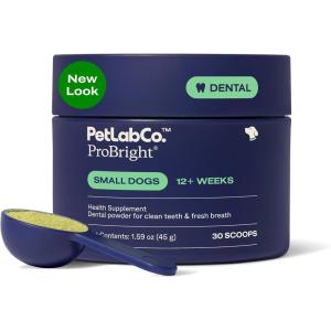PetLab Co. ProBright Dental Powder – Dog Breath Freshener – Teeth Cleaning Made Easy – Targets Tartar & Bad Breath – Formulated for Small Dogs – Packaging May Vary(Small Dogs)