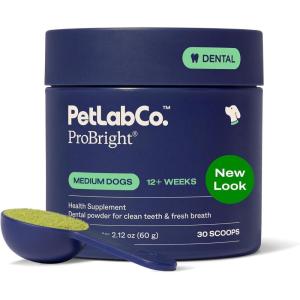 PetLab Co. ProBright Dental Powder – Dog Breath Freshener – Teeth Cleaning Made Easy – Targets Tartar & Bad Breath – Formulated for Small Dogs – Packaging May Vary(Medium Dogs)