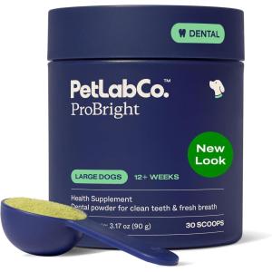 PetLab Co. ProBright Dental Powder – Dog Breath Freshener – Teeth Cleaning Made Easy – Targets Tartar & Bad Breath – Formulated for Small Dogs – Packaging May Vary(Large Dogs)
