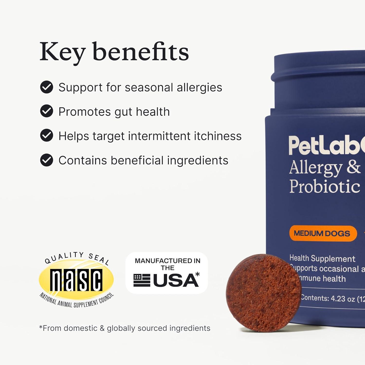 imagePetLab Co Allergy amp Immune Daily Probiotics for Dogs Supports Yeast Production Seasonal Allergies Intermittent Itchiness Gut amp Digestive Health 30 Chews for Small Dogs Packaging May VaryMedium Dogs