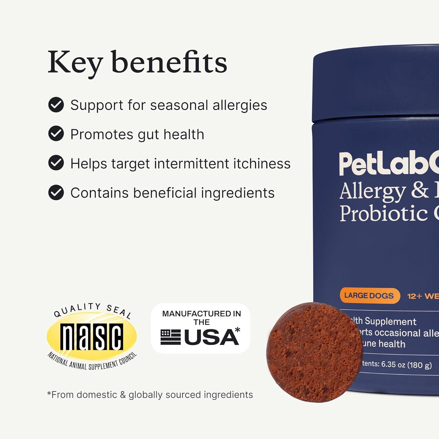 imagePetLab Co Allergy amp Immune Daily Probiotics for Dogs Supports Yeast Production Seasonal Allergies Intermittent Itchiness Gut amp Digestive Health 30 Chews for Small Dogs Packaging May VaryLarge Dogs