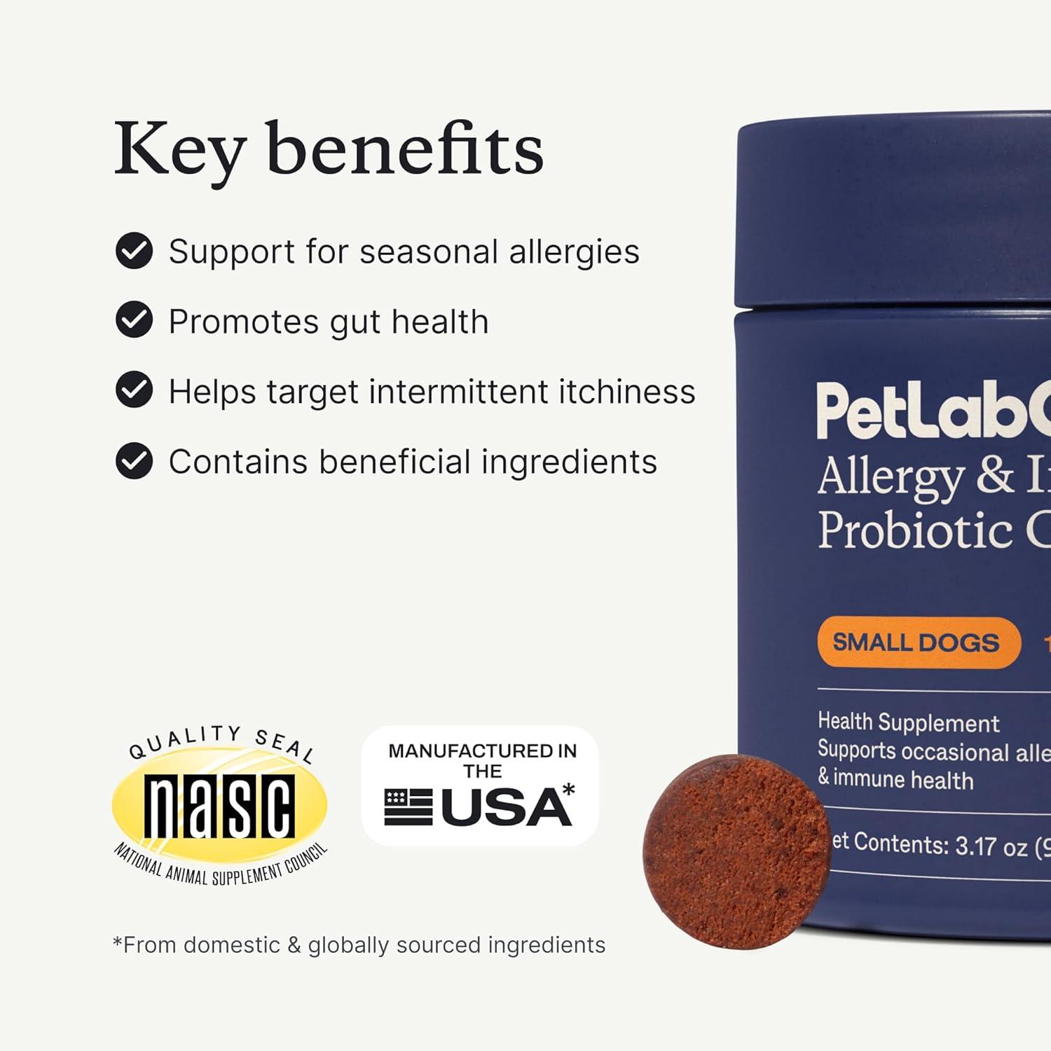 imagePetLab Co Allergy amp Immune Daily Probiotics for Dogs Supports Yeast Production Seasonal Allergies Intermittent Itchiness Gut amp Digestive Health 30 Chews for Small Dogs Packaging May VarySmall Dogs