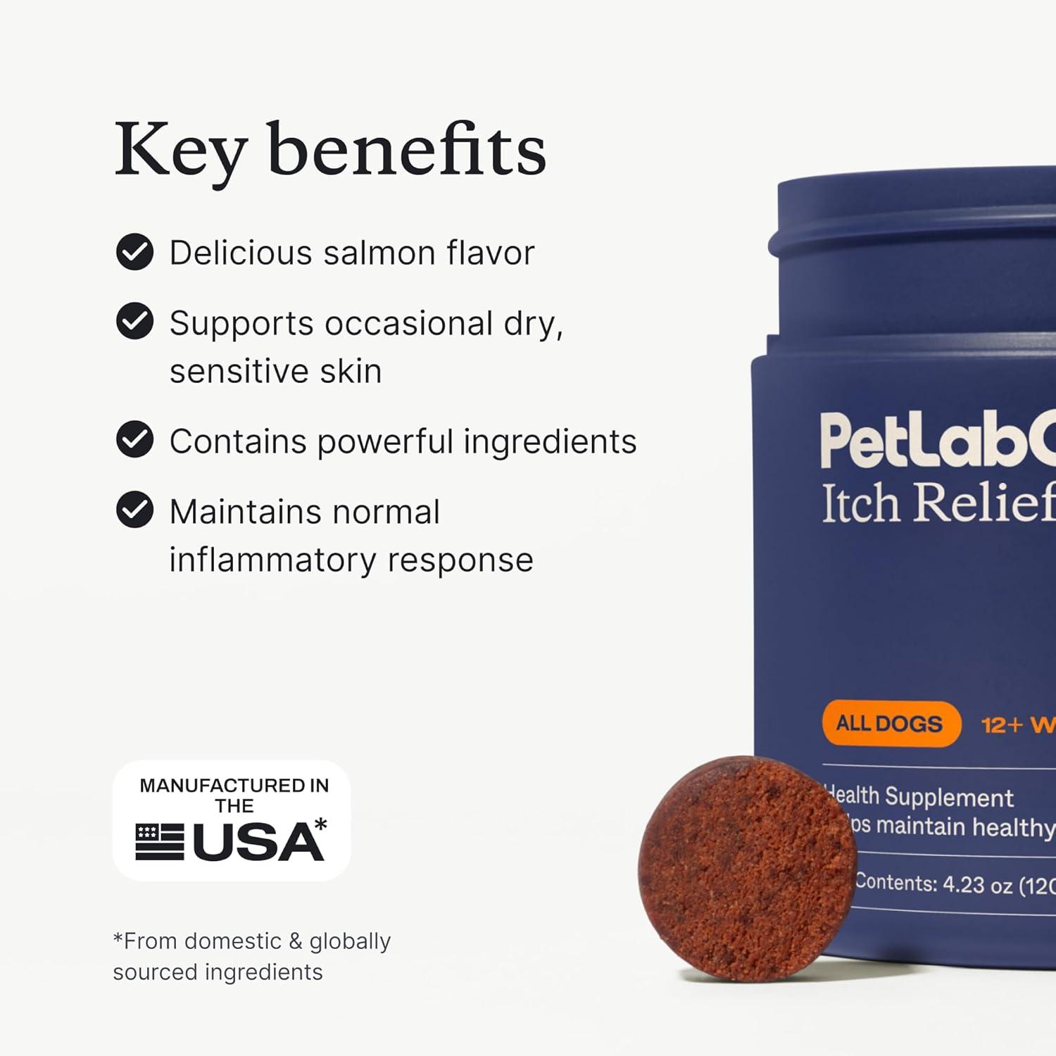 imagePetLab Co Itch Relief Chew Pro Itch Relief Chews for Dogs Omega 3 for Dogs Itch Supplement Packed with Beneficial Fatty Acids for Healthy Skin Seasonal Allergies Support Packaging May VarySalmon