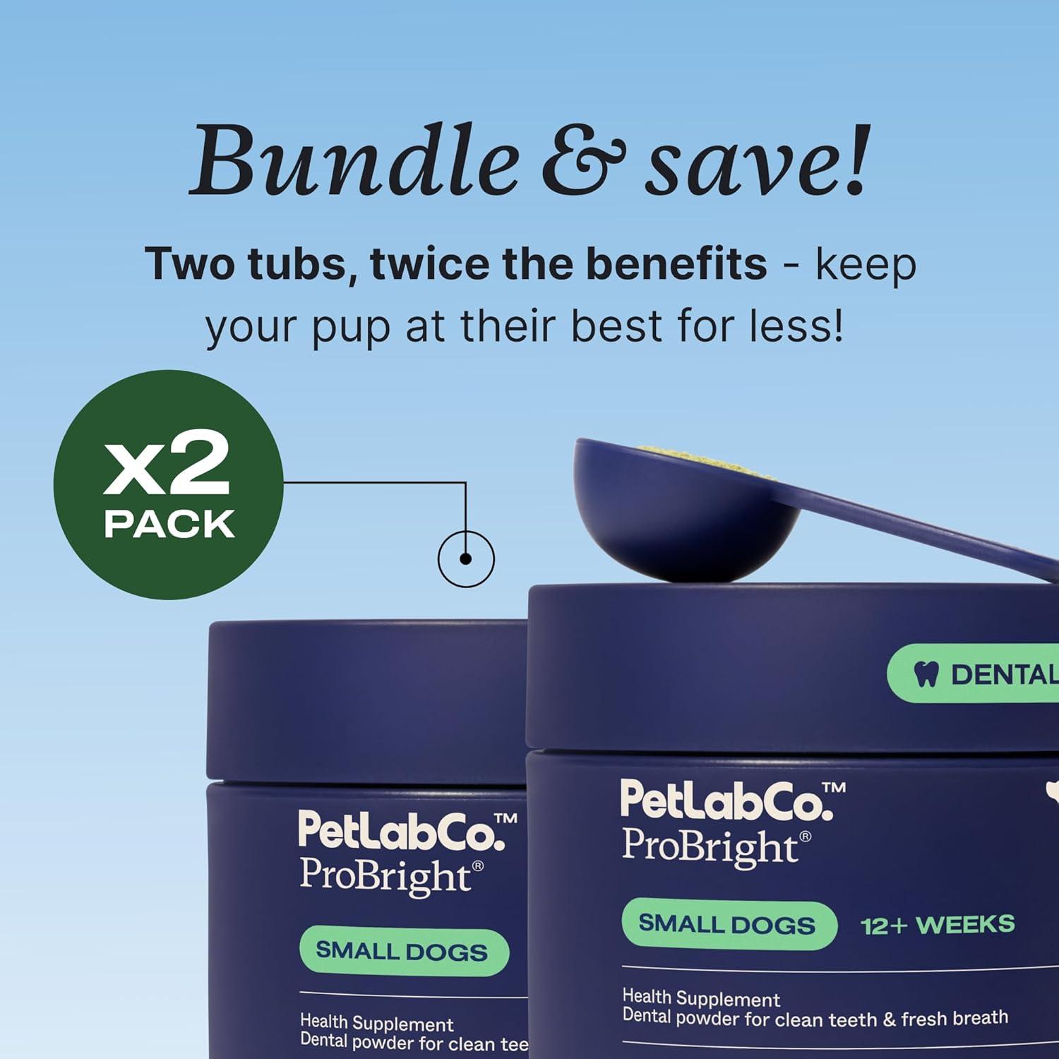 imagePetLab Co ProBright Dental Powder Dog Breath Freshener Teeth Cleaning Made Easy Targets Tartar amp Bad Breath Formulated for Small Dogs Pack of 2