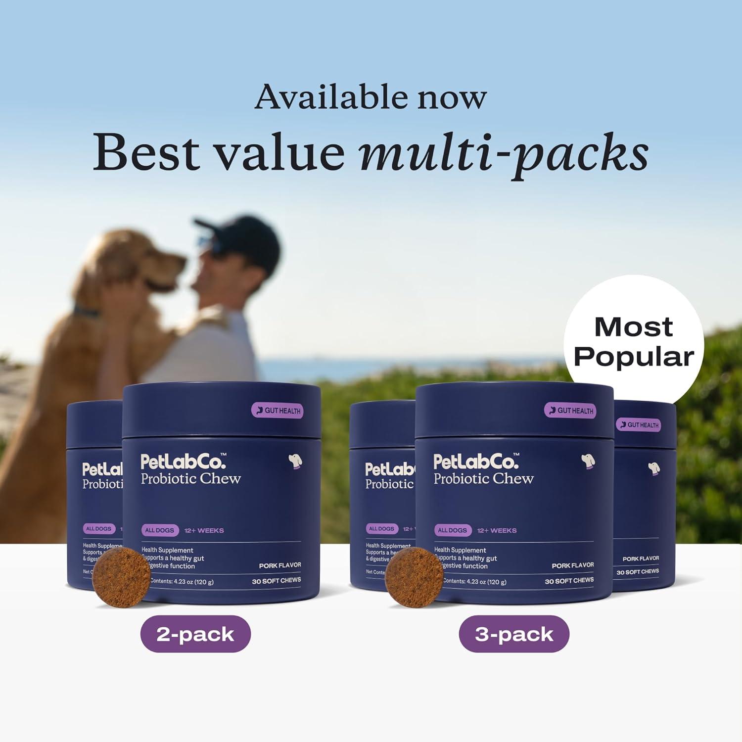 imagePetLab Co Probiotics for Dogs Support Gut Health Occasional Diarrhea Digestive Health amp Seasonal Allergies Pork Flavor 30 Soft Chews Packaging May Vary Value 3PackValue 3Pack