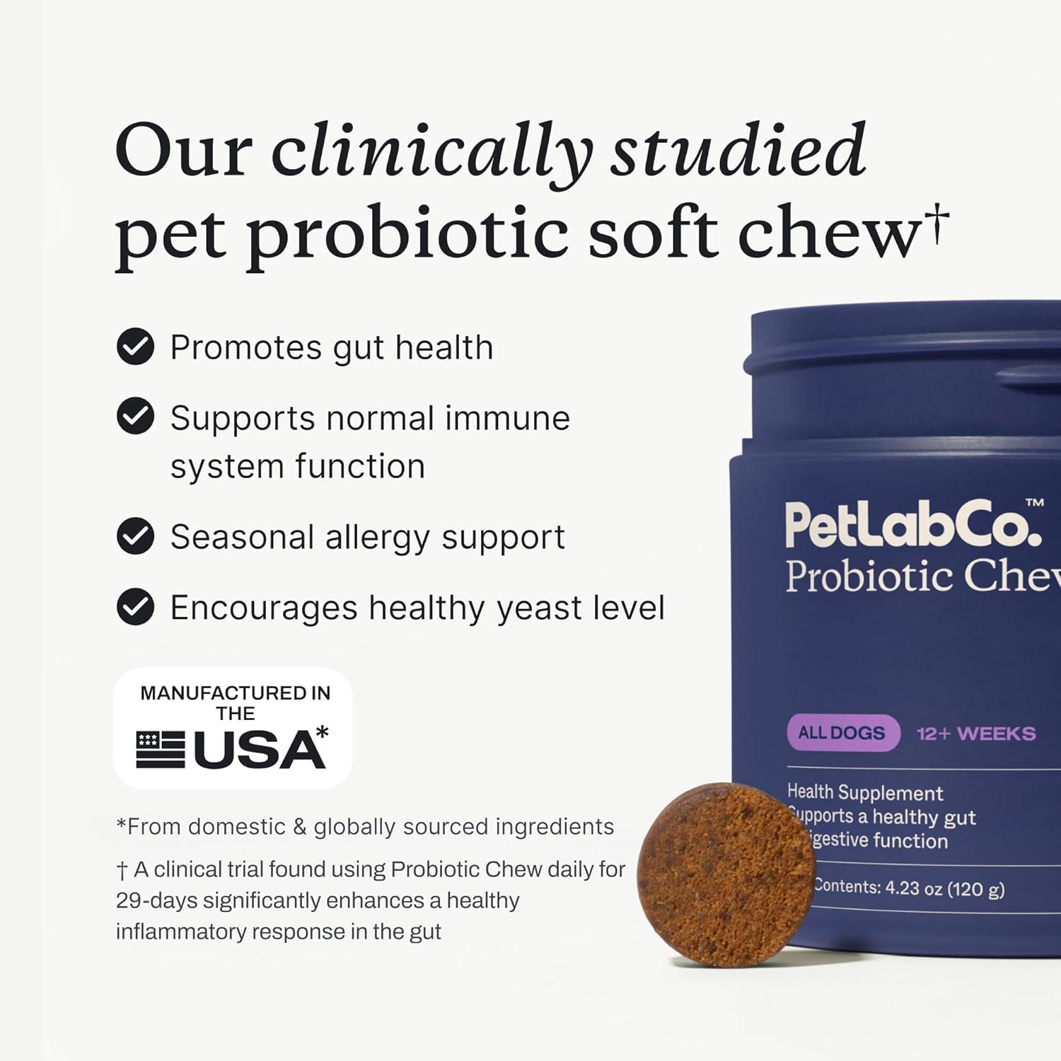 imagePetLab Co Probiotics for Dogs Support Gut Health Occasional Diarrhea Digestive Health amp Seasonal Allergies Salmon Flavor 30 Soft Chews Pack of 3