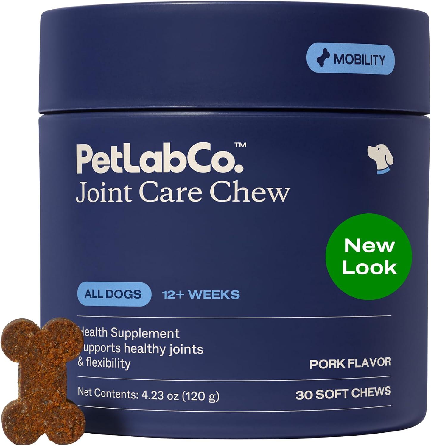 imagePetlab Co Joint Care Chews for Dogs High Levels of Glucosamine Green Lipped Mussels Omega 3 and Turmeric Hip and Joint Supplement for Dogs to Actively Support Mobility Packaging May VaryPork