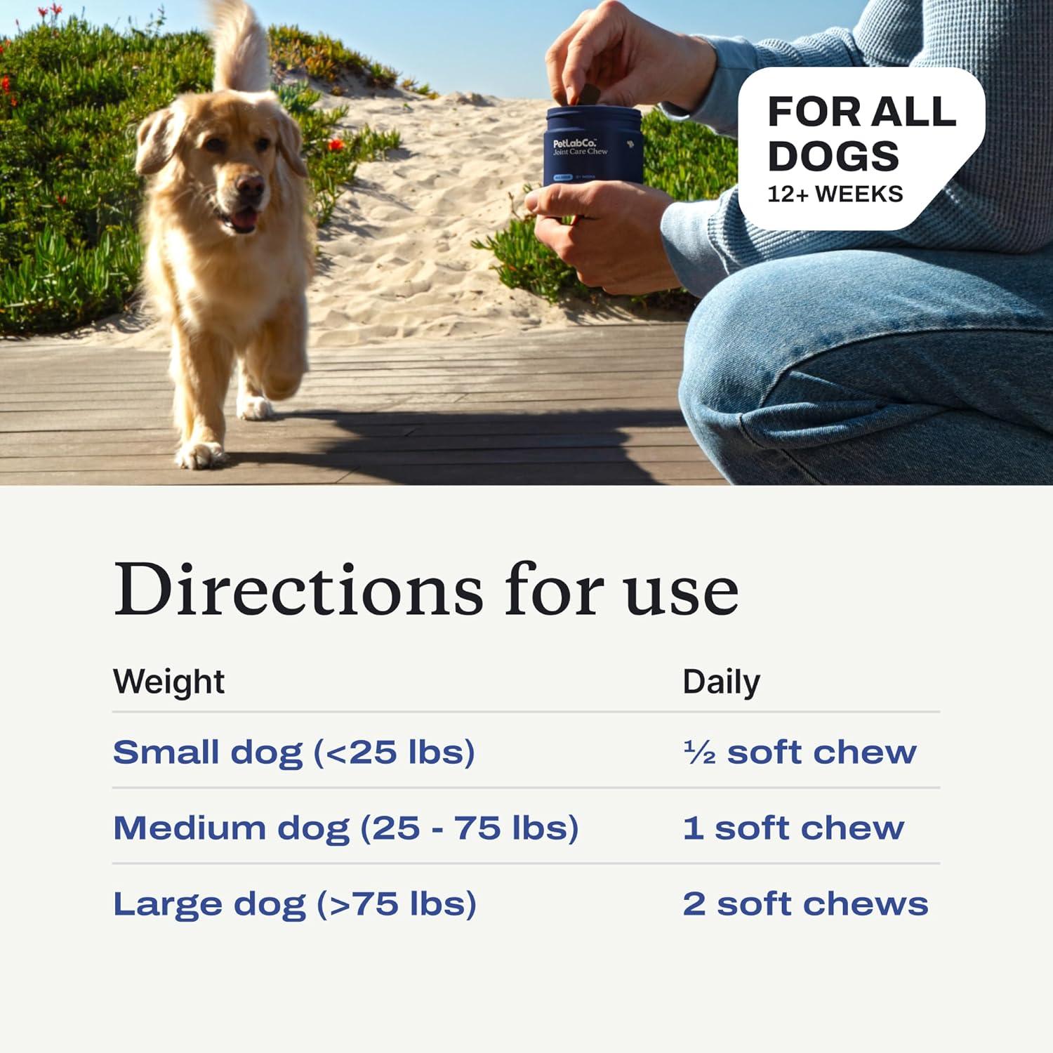 imagePetlab Co Joint Care Chews for Dogs High Levels of Glucosamine Green Lipped Mussels Omega 3 and Turmeric Hip and Joint Supplement for Dogs to Actively Support Mobility Packaging May VaryPork