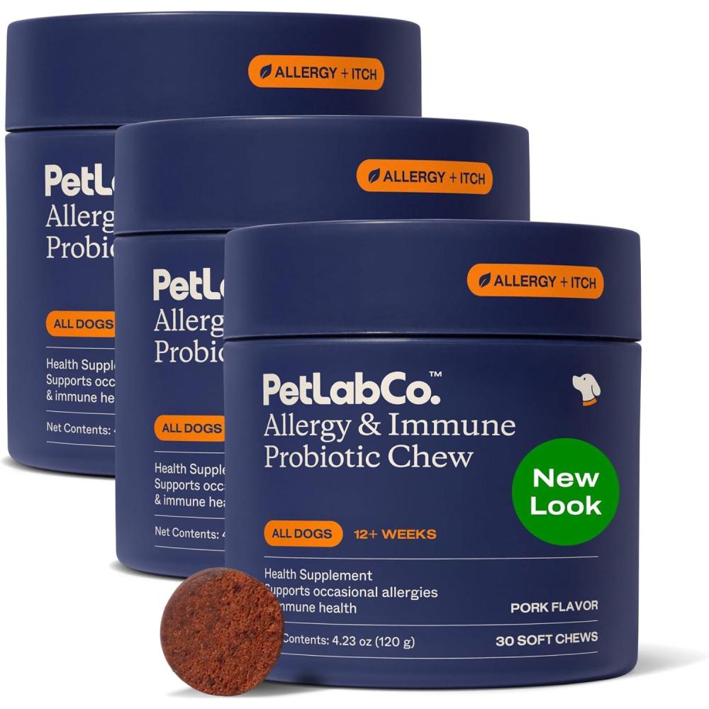 imagePetLab Co Allergy amp Immune Probiotics for Dogs Support Seasonal Allergies Gut amp Digestive Health Pork Flavor 30 Soft Chews Pack of 3Value 3Pack