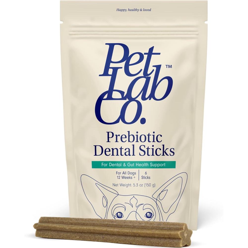 imagePetLab Co Dental Sticks Dog Dental Chews Target Plaque amp Tartar BuildUp at The Source Designed to Maintain Your Dogs Oral Health Keep Breath Fresh and Provide Digestive Help 24 SticksPrebiotic