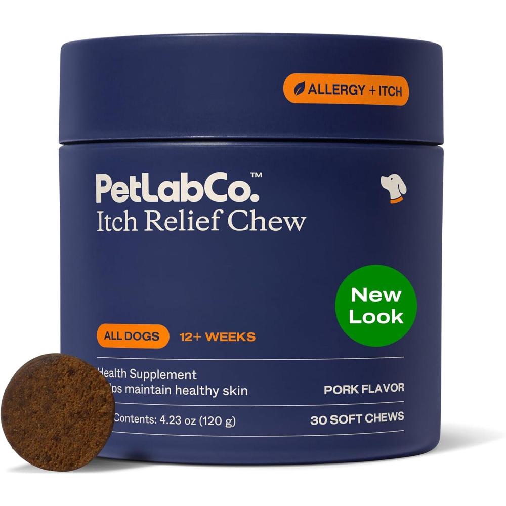 imagePetLab Co Itch Relief Chews Support for Dry Occasionally Itchy Skin amp Coats Formulated with Turmeric Omega 3 amp 6 Honey Packaging May VaryPork