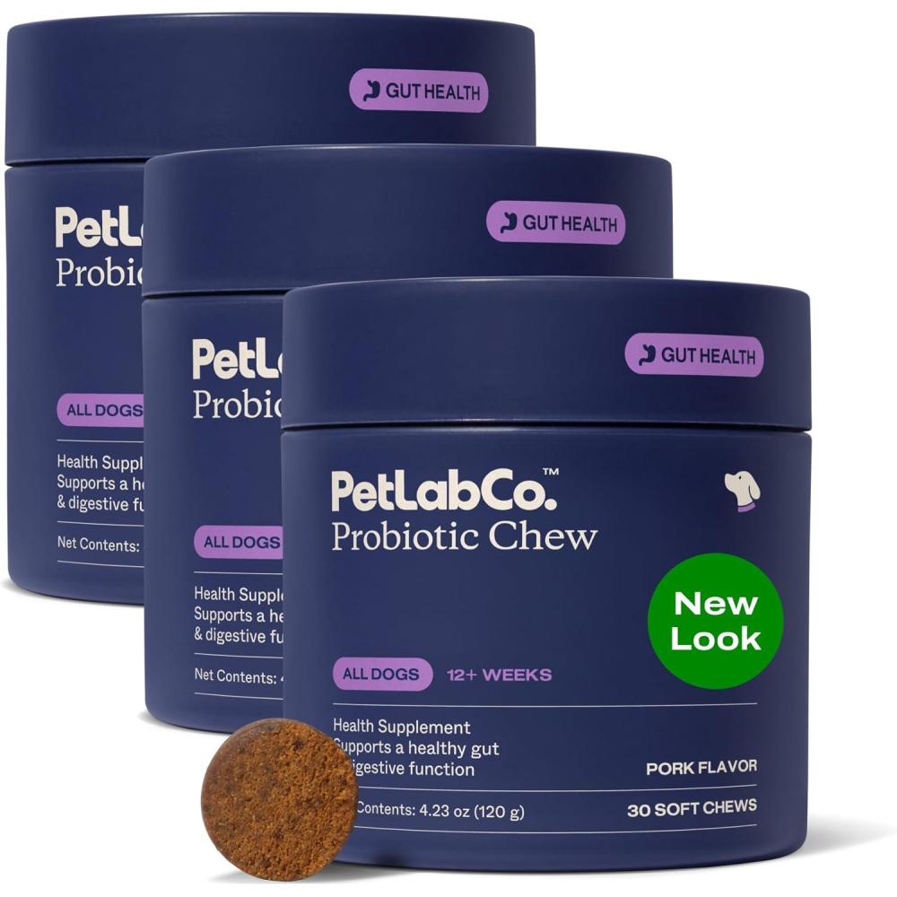 imagePetLab Co Probiotics for Dogs Support Gut Health Occasional Diarrhea Digestive Health amp Seasonal Allergies Pork Flavor 30 Soft Chews Packaging May Vary Value 3PackValue 3Pack