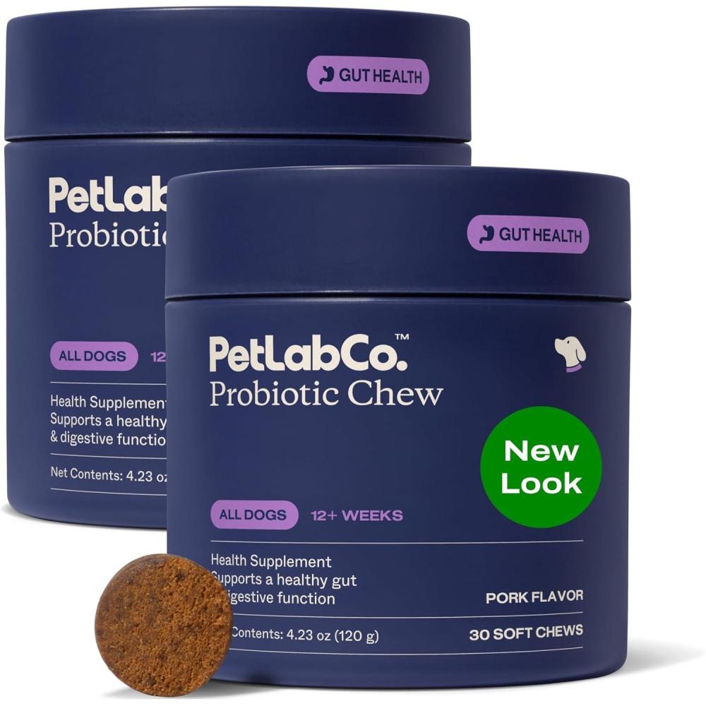 imagePetLab Co Probiotics for Dogs Support Gut Health Occasional Diarrhea Digestive Health amp Seasonal Allergies Pork Flavor 30 Soft Chews Packaging May Vary Value 2PackValue 2Pack