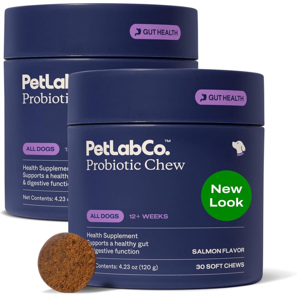 imagePetLab Co Probiotics for Dogs Support Gut Health Occasional Diarrhea Digestive Health amp Seasonal Allergies Salmon Flavor Packaging May Vary 30 Soft Chews Pack of 2Value 2Pack