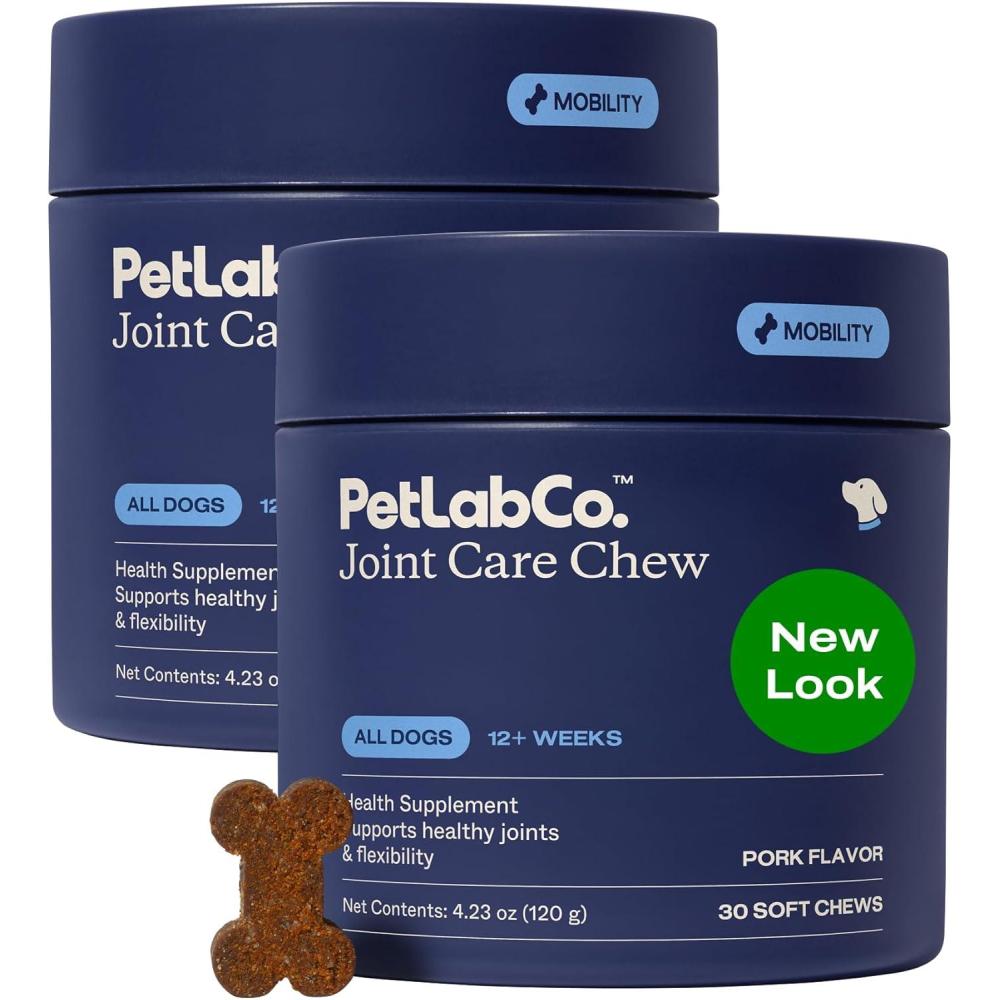 imagePetlab Co Joint Care Chews for Dogs High Levels of Glucosamine Green Lipped Mussels Omega 3 and Turmeric Hip and Joint Supplement for Dogs to Actively Support Mobility Packaging May VaryPork