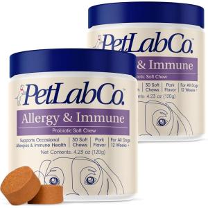 PetLab Co. Allergy & Immune Probiotics for Dogs, Support Seasonal Allergies, Gut & Digestive Health – Pork Flavor – 30 Soft Chews – Pack of 3(Value 2-Pack)