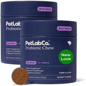 PetLab Co. Probiotics for Dogs, Support Gut Health, Occasional Diarrhea, Digestive Health & Seasonal Allergies – Pork Flavor – 30 Soft Chews – Packaging May Vary (Value 2-Pack)(Value 2-Pack)