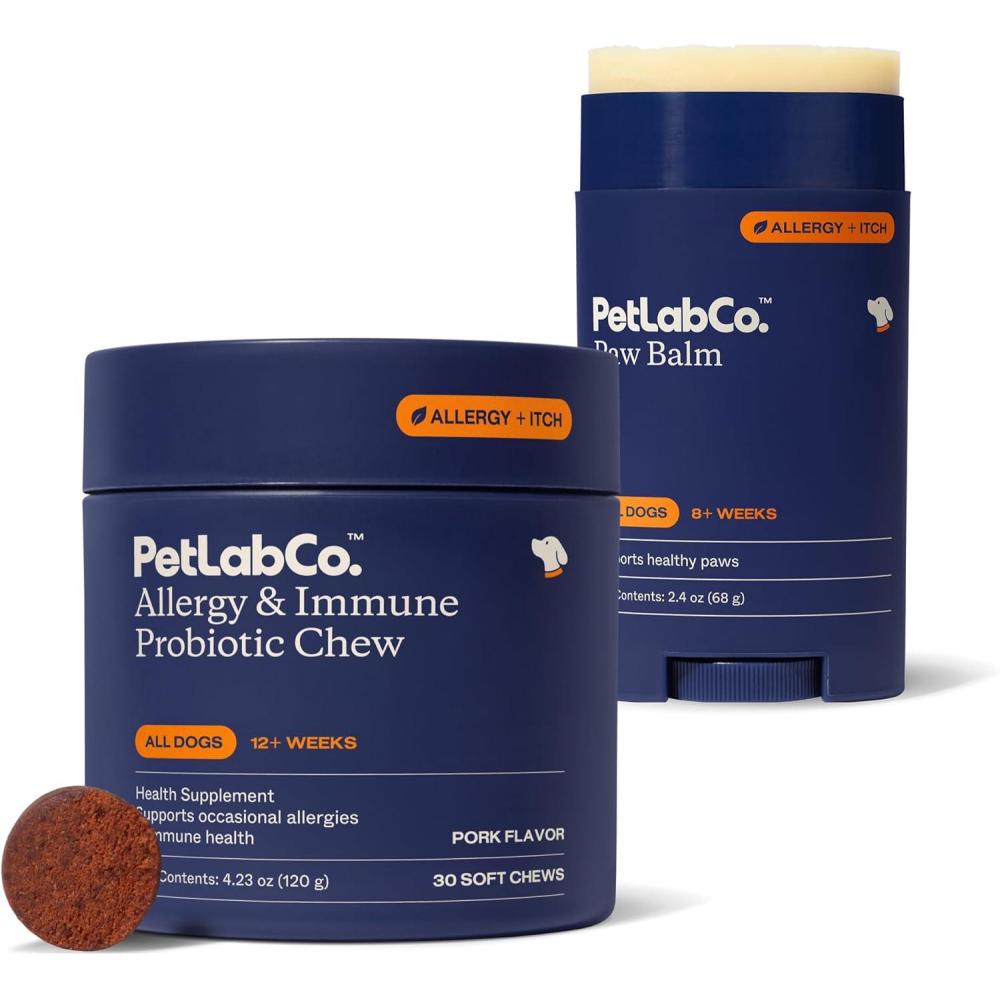 imagePetLab Co  Paw Bundle Specialized Dog Probiotic to Support with Occasional Allergies amp Healthy Gut Microbiome 30 Count amp Dog Paw Balm to Support Occasionally Dry Paws 24 Ounces