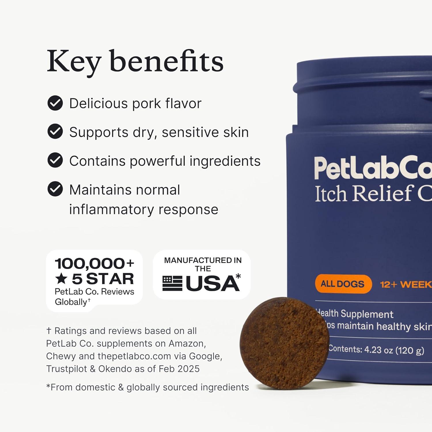 imagePetLab Co Dog Itchy Skin Bundle Soft Chew Dog Probiotics for Gut Health Itchy Skin Seasonal Allergies 30 Count amp Itch Relief Chews for Dry Itchy Skin amp Coats