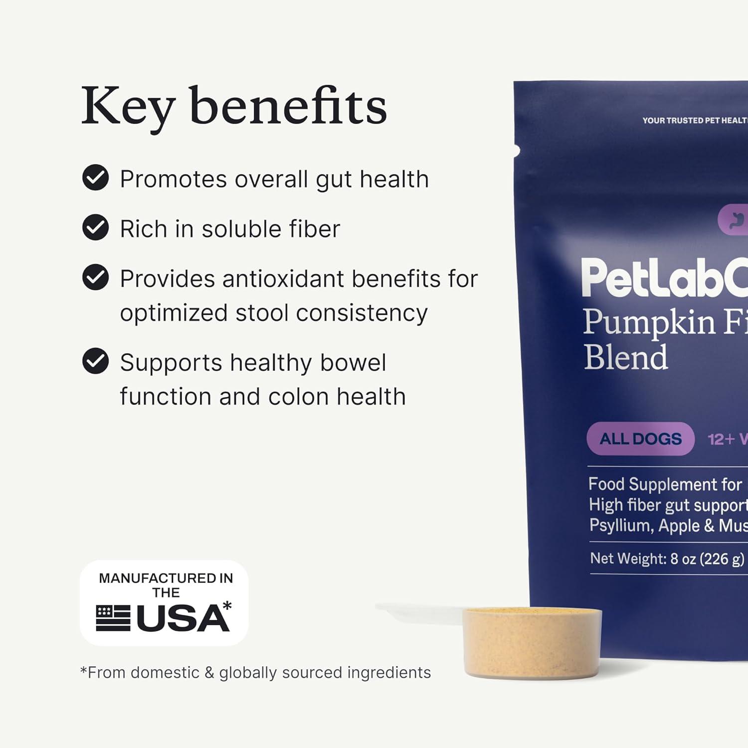 imagePetLab Co Pumpkin Fiber for Dogs Dog Probiotics Powder High Fiber Supplement with Pumpkin Apple Psyllium amp Mushrooms Supports Digestion Gut Health amp Regular Bowel Movements 30 Scoops