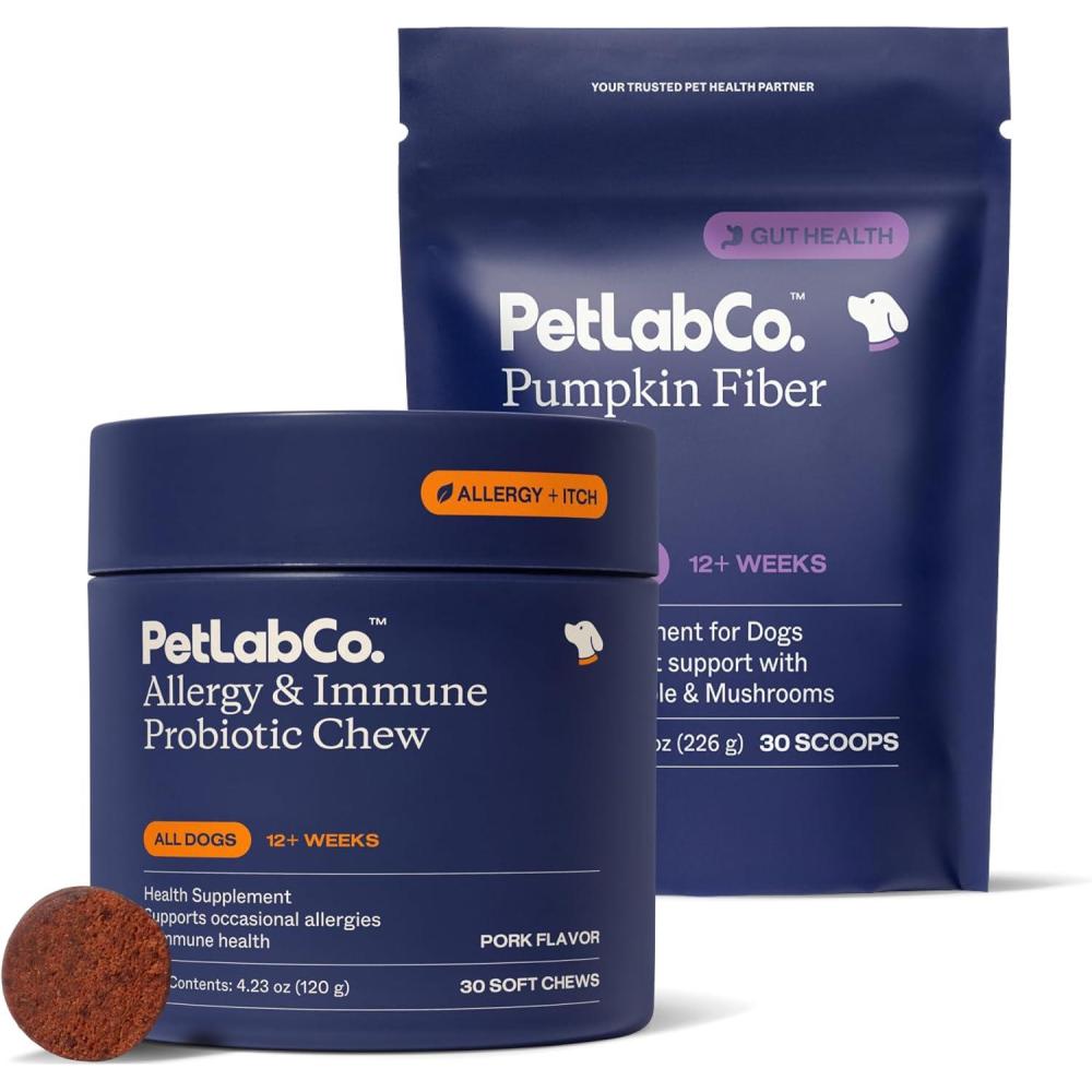 imagePetLab Co  Gut amp Allergy Bundle Pumpkin Powder Blend for Firm Stools amp Healthy Digestion amp AllergyampImmune Probiotic Soft Chews to Support Immune Response