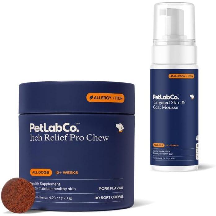 imagePetLab Co Itch Bundle Dog Itch Relief Chews Support Dry Itchy Skin Daily with Turmeric Omega 3 amp 6 30 Count amp Dog Mousse for Occasional Dry Skin Support 7 Ounces