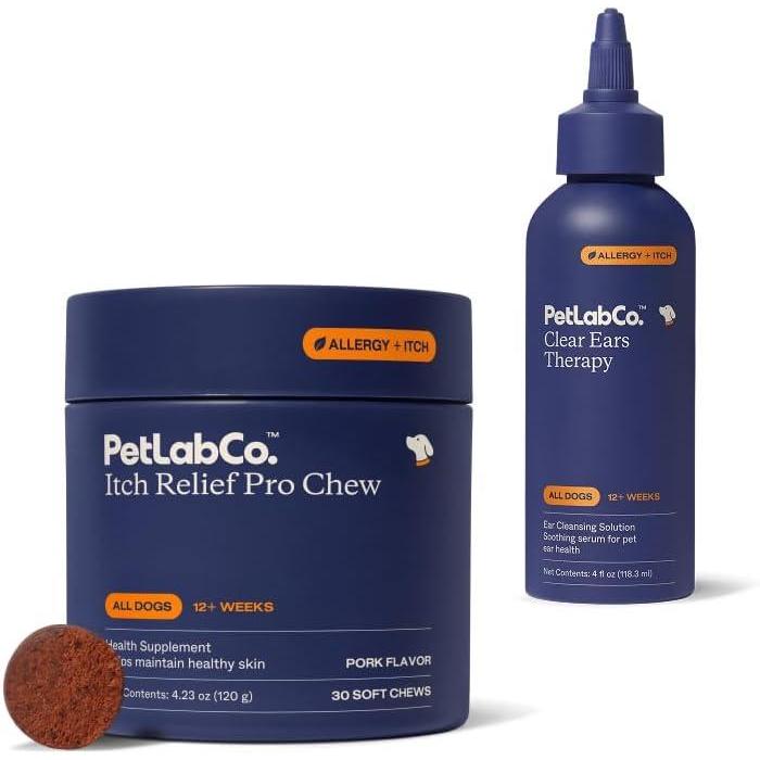 imagePetLab Co Itch amp Ear Bundle Dog Itch Relief Helps Support Dry Itchy Skin Daily 30 Count amp Support Ear Hygiene amp Health with Our Dog Ear Wash Formulated to Moisturize and Cleanse Ears 4 Ounces