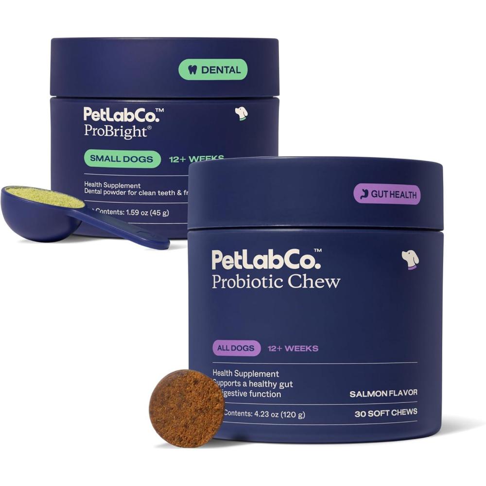 imagePetLab Co  Oral Hygiene amp Gut Health Bundle Dental Powder for an Effortless Clean in 1 Scoop for Small Dogs amp Probiotics for Dogs Supporting Gut Health amp Seasonal Allergies