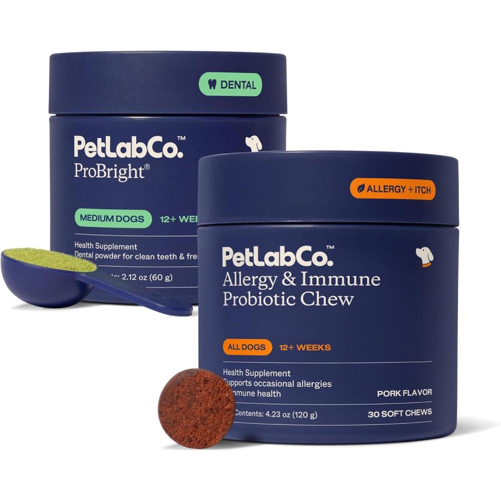 imagePetLab Co  Seasonal Allergy Support amp Dental Care in One Routine  Allergy amp Immune Chews  ProBright Dental Powder for Total Wellness Inside amp Out  Medium Sized Dogs