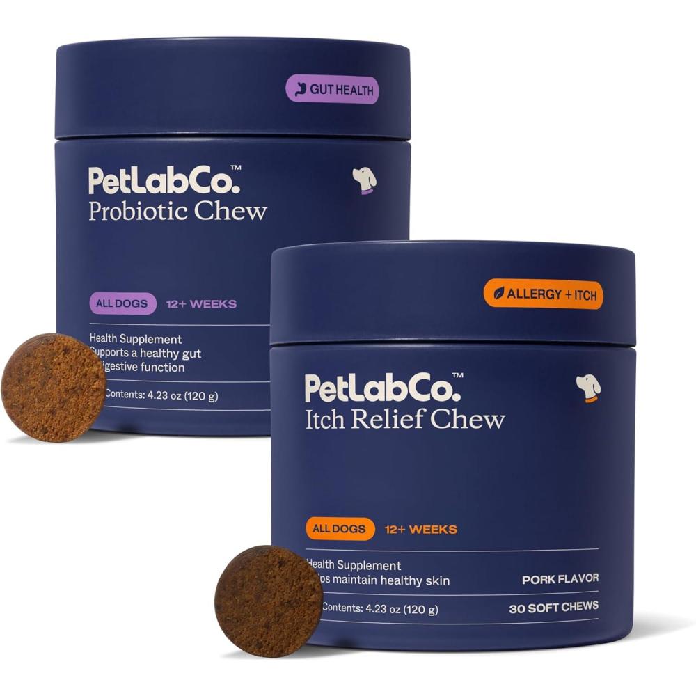 imagePetLab Co Dog Itchy Skin Bundle Soft Chew Dog Probiotics for Gut Health Itchy Skin Seasonal Allergies 30 Count amp Itch Relief Chews for Dry Itchy Skin amp Coats
