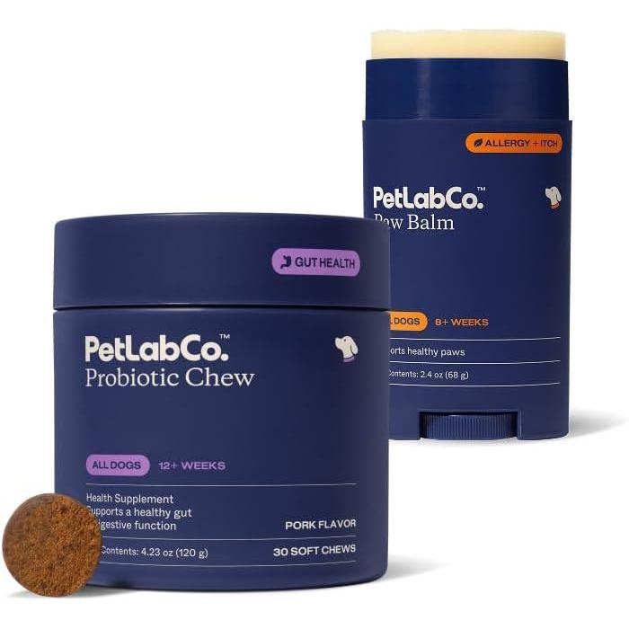 imagePetLab Co Paw amp Probiotic Bundle Dog Paw Balm to Support Dry Cracked Paws 24 Ounces amp Dog Probiotics for Gut Health Seasonal Allergies Skin amp Ear Yeast 30 Count