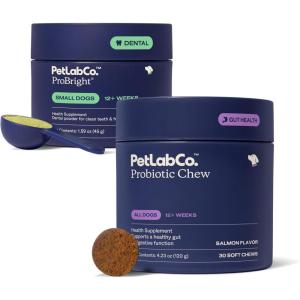 PetLab Co. – Oral Hygiene & Gut Health Bundle: Dental Powder for an Effortless Clean in 1 Scoop for Small Dogs & Probiotics for Dogs Supporting Gut Health & Seasonal Allergies